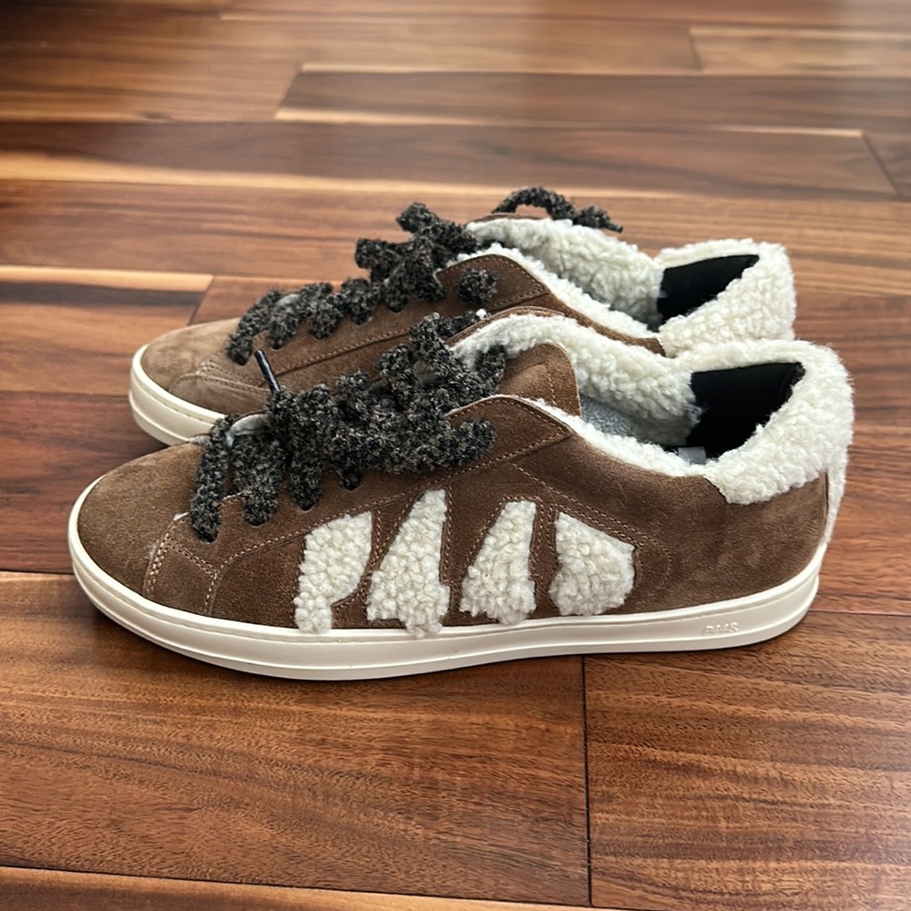 P448 JOHN BROWN NUBUCK SUEDE W/FAUX FLEECE LACE SNEAKERS SIZE 38 NEVER WORN - Picture 5 of 15